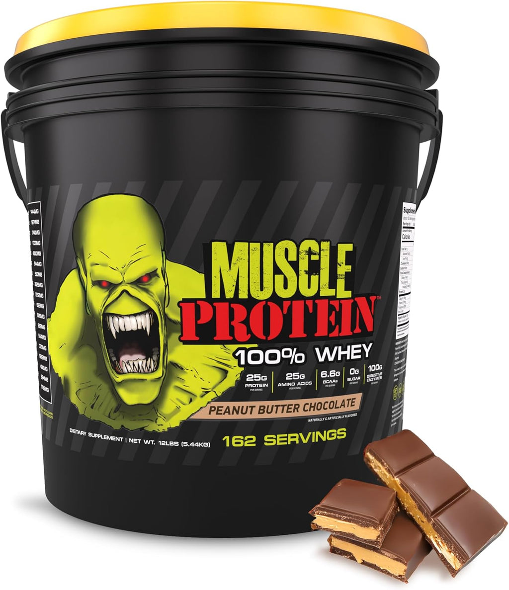 COLOSSAL LABS Muscle Protein Whey Powder [12 lbs/Pack of 1]– Cold Filtered, 25g Pure Protein, 6.6g BCAAs (Packaging May Vary) (12LB, Peanut Butter Chocolate)