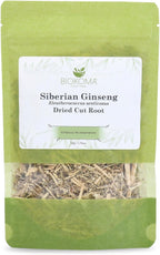 Biokoma Siberian Ginseng Root 50g (1.76 oz) Eleuthero senticosus - Dried Cut Energy Boost Wellness Support Herbal Tea Caffeine-Free Resealable Moisture Proof Pouch No Additives No Preservatives Kosher