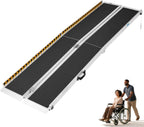 MOTORHOT 7ft Portable Wheelchair Ramp Non-Slip Aluminum Folding Handicap Home Steps Scooter Door Threshold Ramp for 7 inch -21 inch Step Heights 600 lbs Capacity 28in Wide