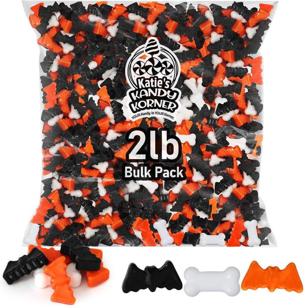 Bulk Halloween Candy – 2lb Spooky Bats & Bones Hard Candy – Black & Orange Party Treats for Trick-Or-Treat, Candy Buffets & Spooky Celebrations