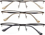 CessBlu 3 Pairs Half-rim Reading Glasses Design Reader Eyeglasses for Men Women Reading
