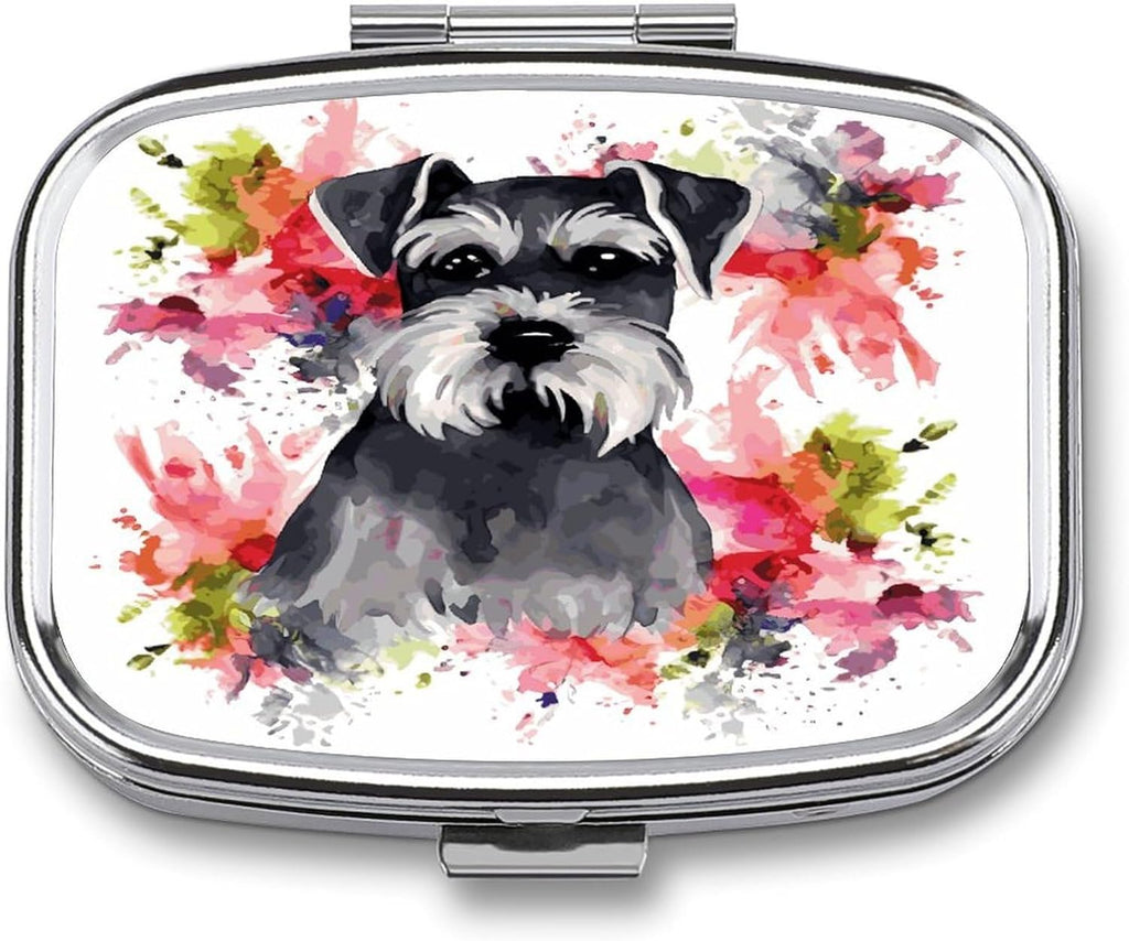 Schnauzer Weekly AM/PM Pill Organizer.Waterproof Portable Compact Travel Pill Organizers.Small Pill Box for Medicine Holder for Vitamins Medication.
