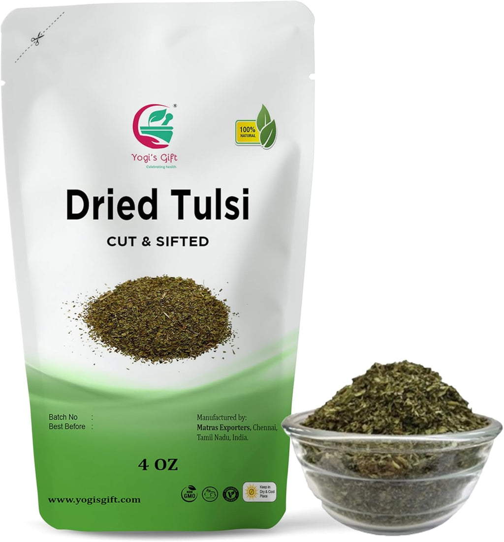 Dried Tulsi | Holy Basil Leaf Tea 4 oz | Relaxing and Calming Tea | 100% Natural | by Yogi's Gift®