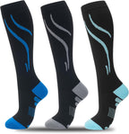 fenglaoda 3 Pairs Compression Socks for Women & Men Knee High Nurse Pregnant Cute Medical Running Travel Athletic