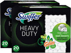 Swiffer Sweeper - Heavy-Duty - Dry Cloth Refill, Gain Scent, White - Trap + Lock with Deep Pockets - 20 Ct. (Pack of 2)