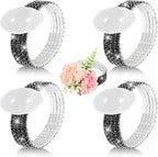 Bonuci 4 Pcs Wristlet Corsage Bracelet Rhinestone Wristlet Band DIY Wedding Wristband Accessory for Wedding Party Prom Bride