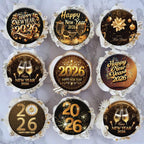 36PCS Edible 2026 Happy New Year Cupcake Toppers Wafer Paper Hello 2026 Cupcake Picks Black Gold 2026 Cake Toppers for Holiday New Year Theme Party Decor Supplies (Pattern 1)
