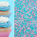 Baby Shower Boy Girl Gender Reveal Pink Blue White Bake in Sprinkle On Confetti Dessert Decoration Toppings for Cake Cookie Cupcake IceCream Donut (Gender Reveal)