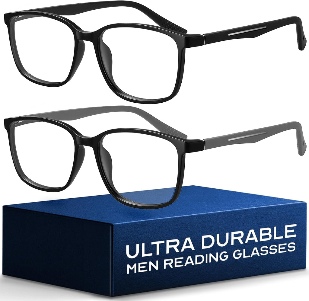 NOVIVON Active‑Fit Reading Glasses for Men - Blue Light & UV Protective Readers with Bonus Case & Cloth