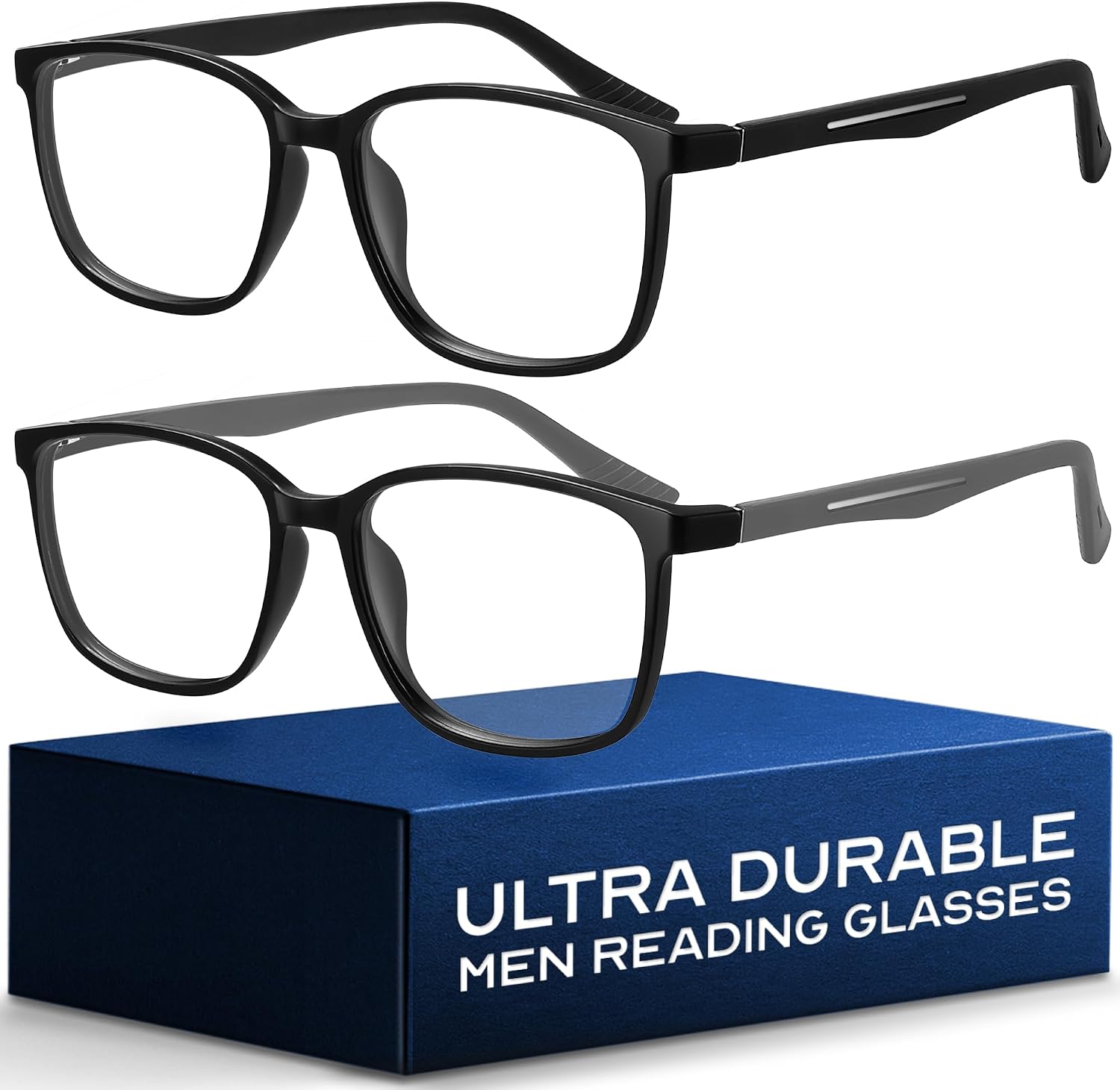 NOVIVON Active‑Fit Reading Glasses for Men - Blue Light & UV Protective Readers with Bonus Case & Cloth