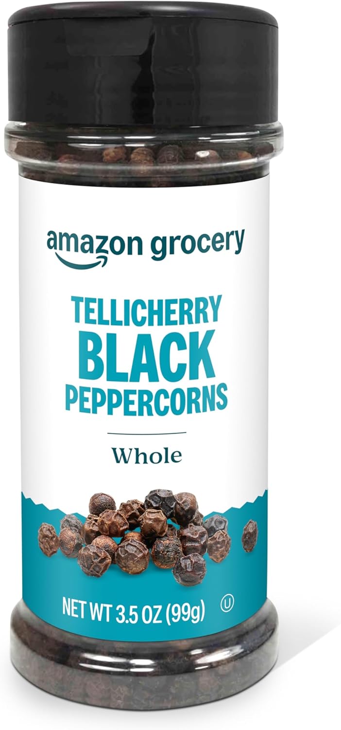 Amazon Grocery, Tellicherry Whole Black Peppercorns, 3.5 Oz