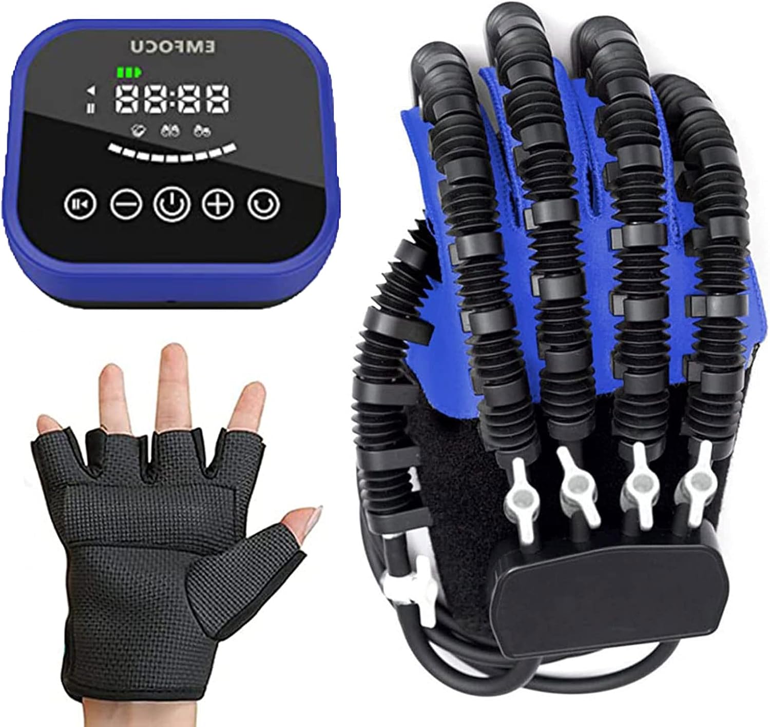 Rehabilitation Robot Gloves, Finger Straightening Brace Guard Protector, Electric Finger Training Orthotics for Hand Function Recovery Stroke Hemiplegia Patients(Size:Left-M)