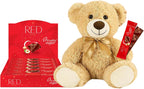 RED Delight®™ Hazelnut and Macadamia Milk Chocolate 12 Count Box of Grab N Go Travel Size Bars (0.92 Ounces Each) (1 Box - Total of 12 Bars + 14" Plush Teddy Bear)