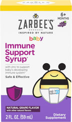 Zarbee's Baby Immune Support with Zinc, Baby & Toddler Vitamin 6 Months+, Includes Syringe for Easy & Accurate Dosing, Natural Grape Flavor, 2oz