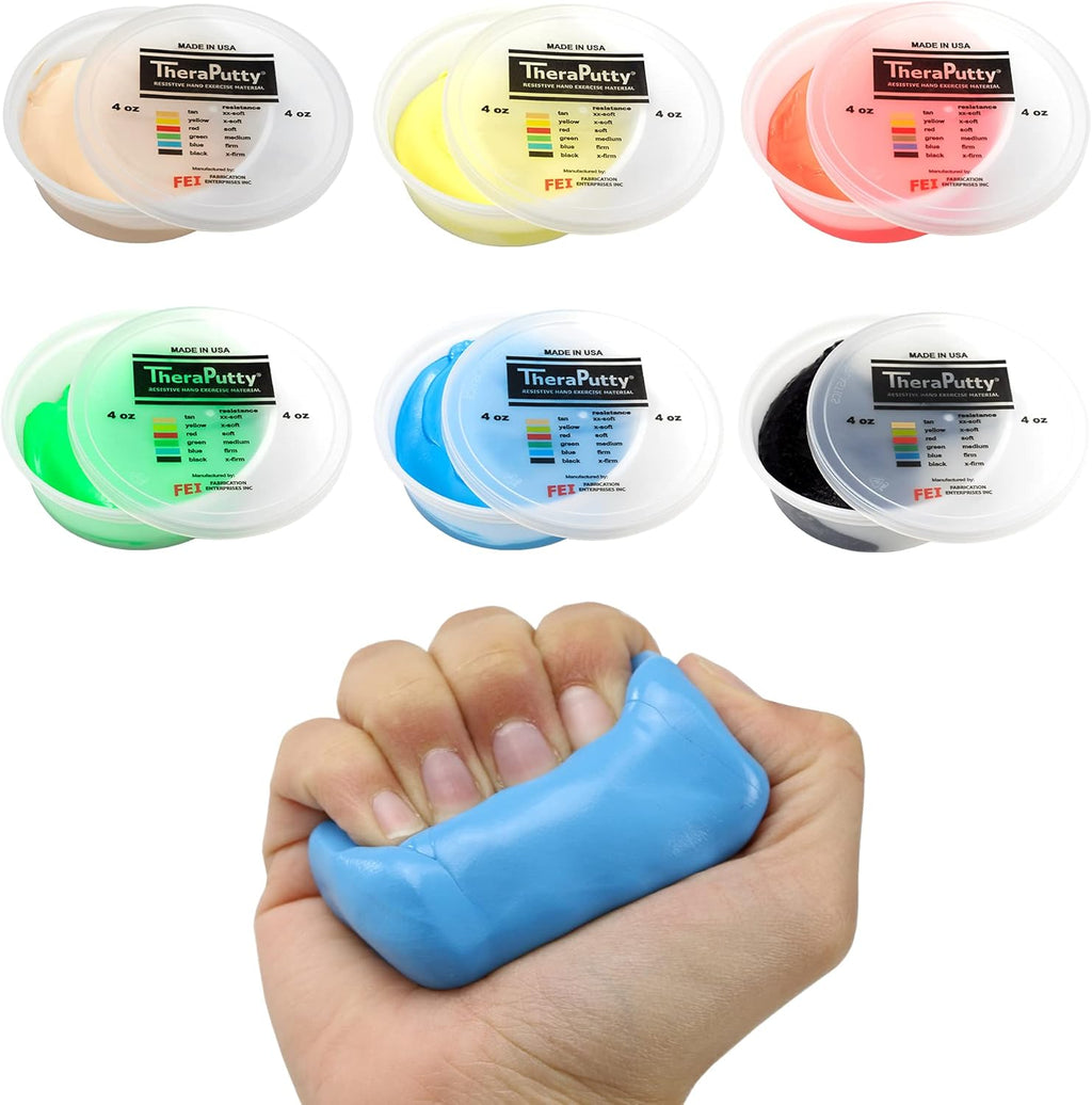CanDo Theraputty Plus Hand Exercise Putty for Rehabilitation, Exercises, Hand Therapy, Hand Strengthening, Stress Relief - 6-Piece Set 4 oz