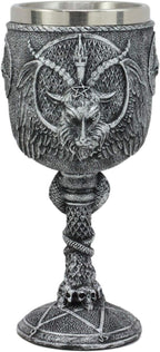 Pacific Giftware Satanic Cult Baphomet Wine Goblet Made of Polyresin with Stainless Steel Rim
