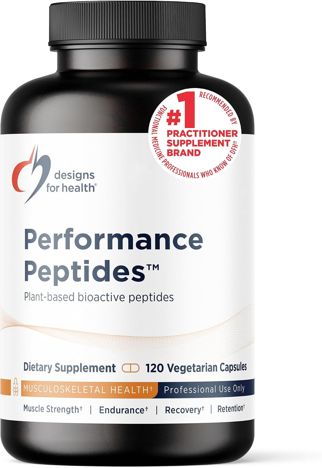Designs for Health Performance Peptides - Supports Muscle Health, Healthy Aging & Body Composition - Plant-Based Peptide Muscle Recovery Supplements (120 Capsules)