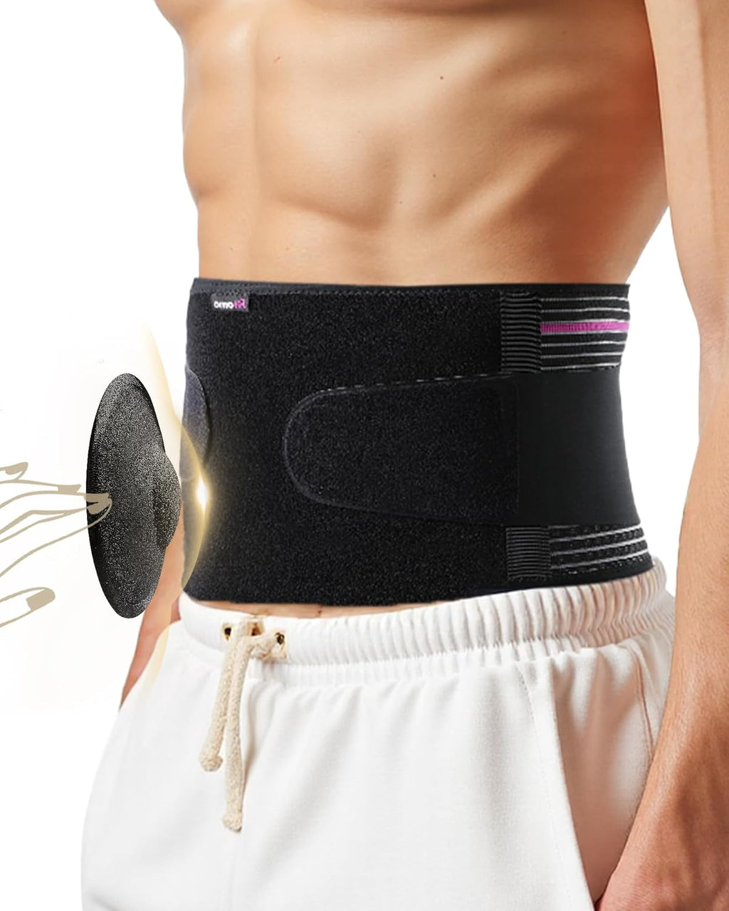Umbilical hernia belt with pressurized strap for Men & Women, 3D Dome-Shaped Hernia Support Pad, Adjustable with Removable Pads & Extra Straps for Abdominal Pressure, Lumbar Support, Skin-Friendly& Discreet