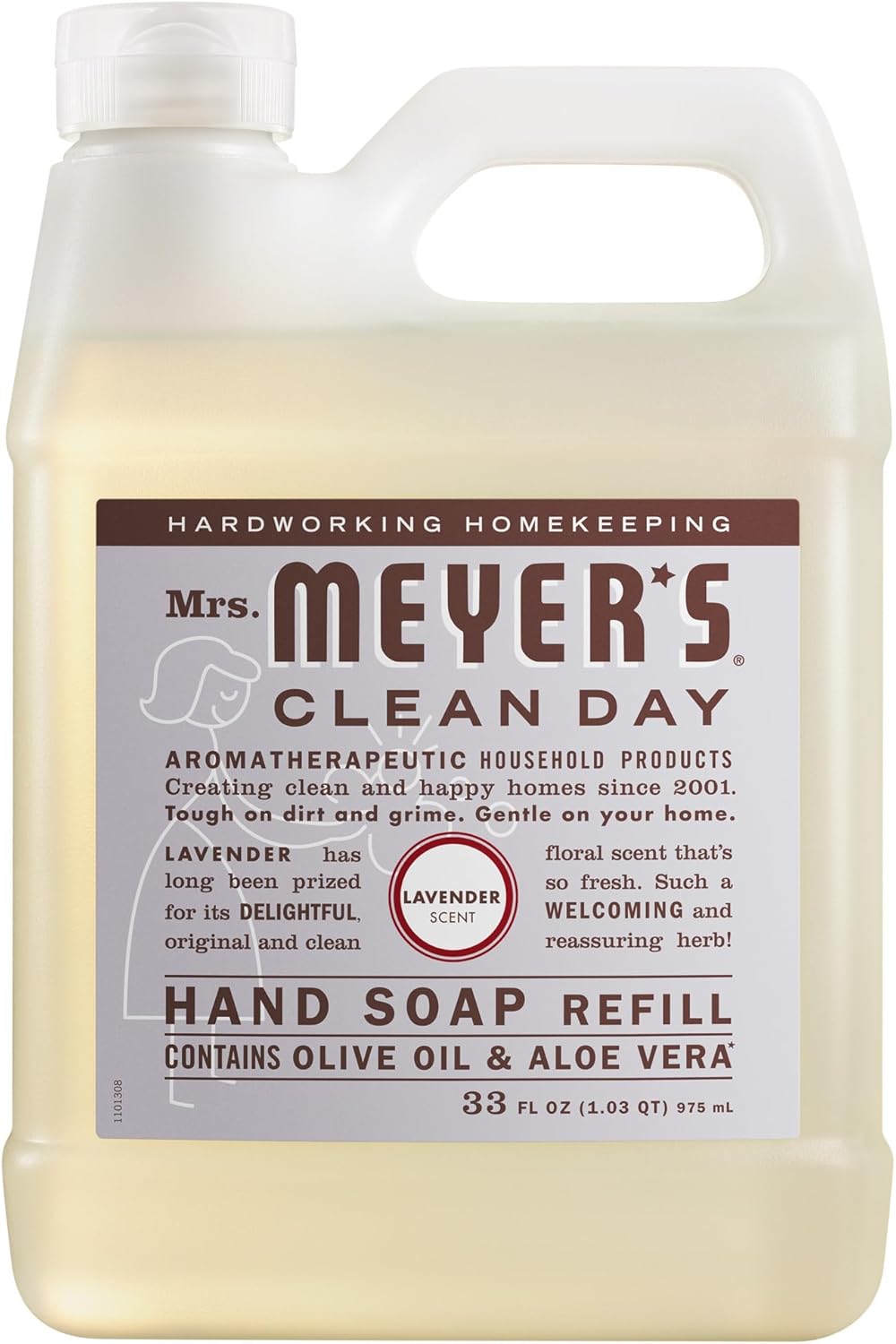 MRS. MEYER'S CLEAN DAY Hand Soap Refill, Lavender Scent, 33 Fl Oz Bottle