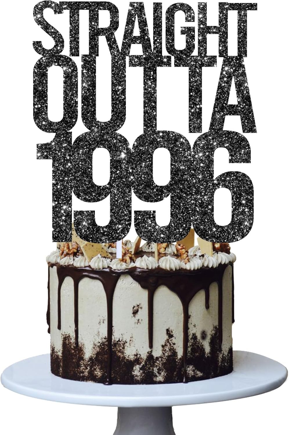 Straight Outta 1996 Cake Topper for 30th Men and Women Birthday Party ，Funny 30 and Fabulous Birthday Decoration，Handmade - Black