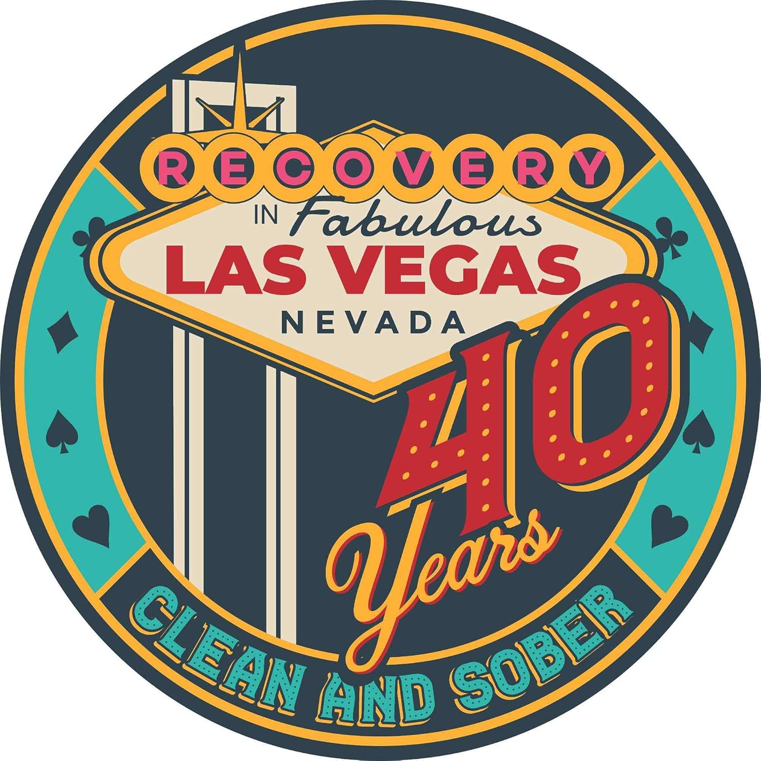 Las Vegas Recovery AA chip Available in Years 1-50 Sober Medallion for 12 Step Programs