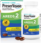 PreserVision AREDS 2 Eye Vitamins, #1 Eye Doctor Recommended Brand, Lutein and Zeaxanthin Supplement with Vitamin C, Vitamin E,Zinc, and Copper, 130 Softgels (Minigels)
