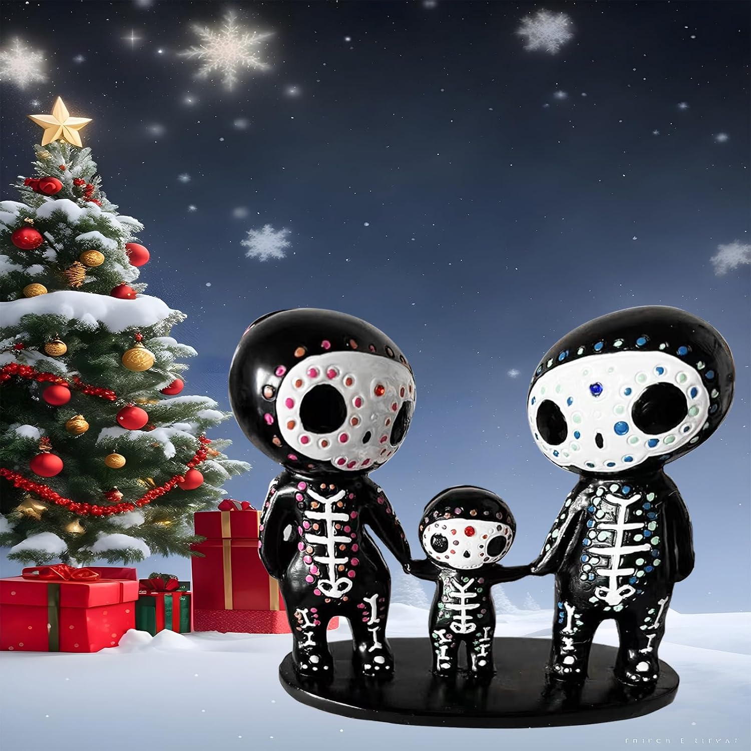 YOWOY Sugar Skull Couple Statue, Sugar Skull Decor, Day of The Dead Decorations,Resin Skulls Sculptures Home Decor,Dia De Los Muertos Decor,Halloween Adorable Skulls Figurines Gifts for Women (F)