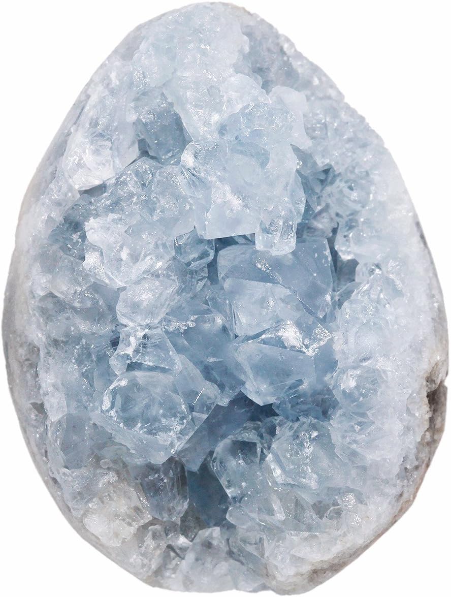 rockcloud Natural Raw Blue Celestite Mineral Healing Crystal Cluster Geode Irregular Home Decoration Gemstone Specimen Large, 2.(Approx 160-220 Gram)