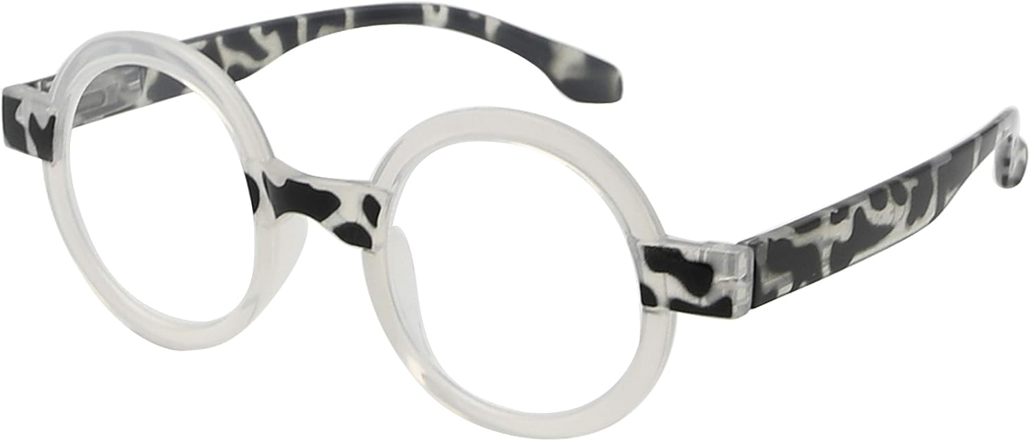 Eyekepper Round Reading Glasses for Women Retro Readers Eyeglasses - Black/Tortoise +3.5
