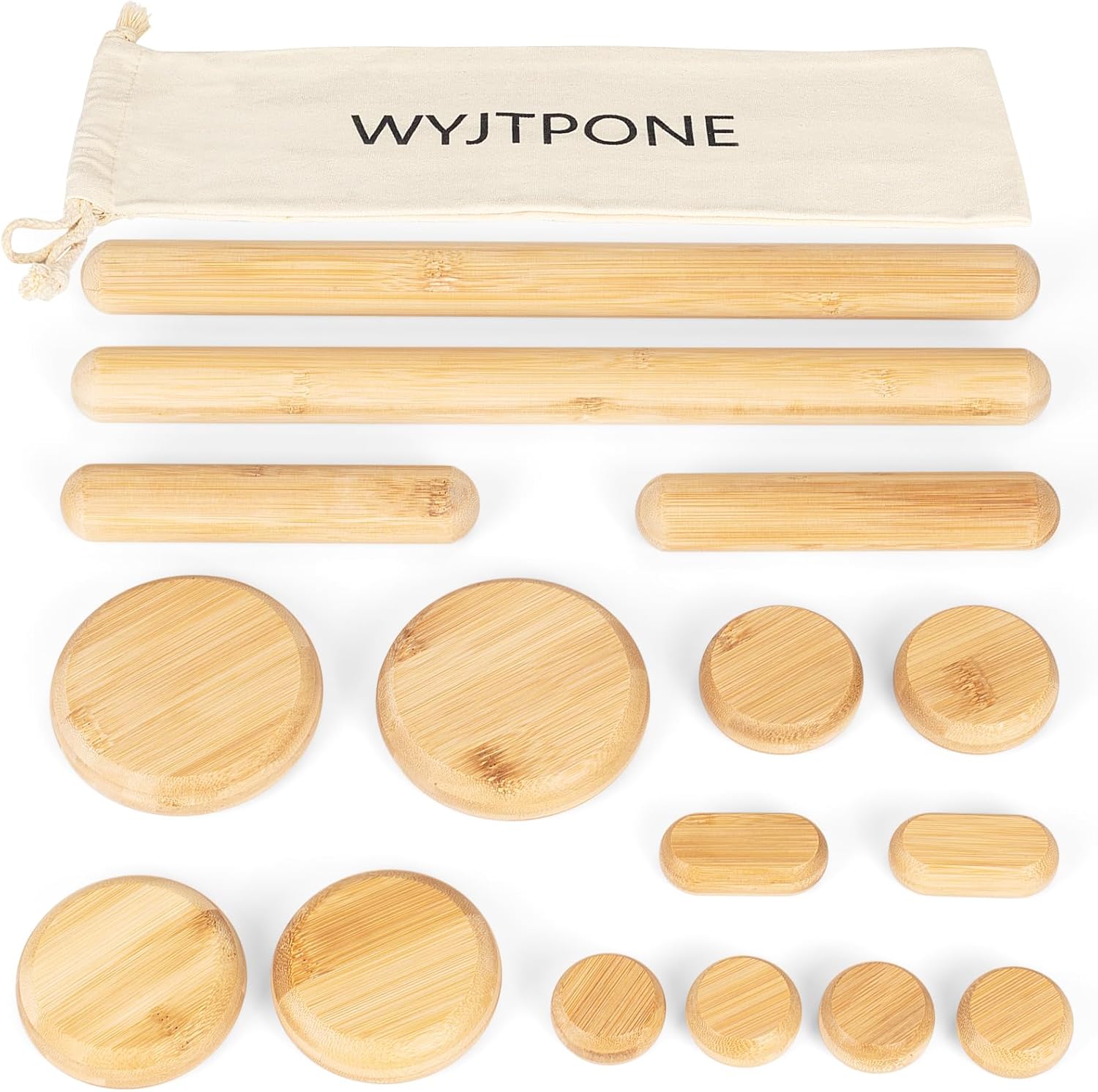 Bamboo Massage Stone Sets for Body Shaping,Bamboo Massage Sticks Sets for Back,Guasha Massage Sticks for Relax Muscles