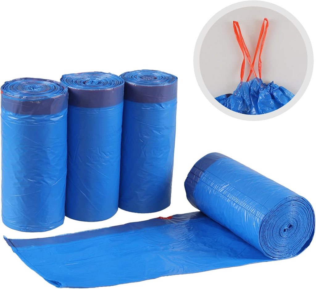 5 Gallon Drawstring Trash Bags, 20 L Blue Garbage Bags, 200 Counts/4 Rolls