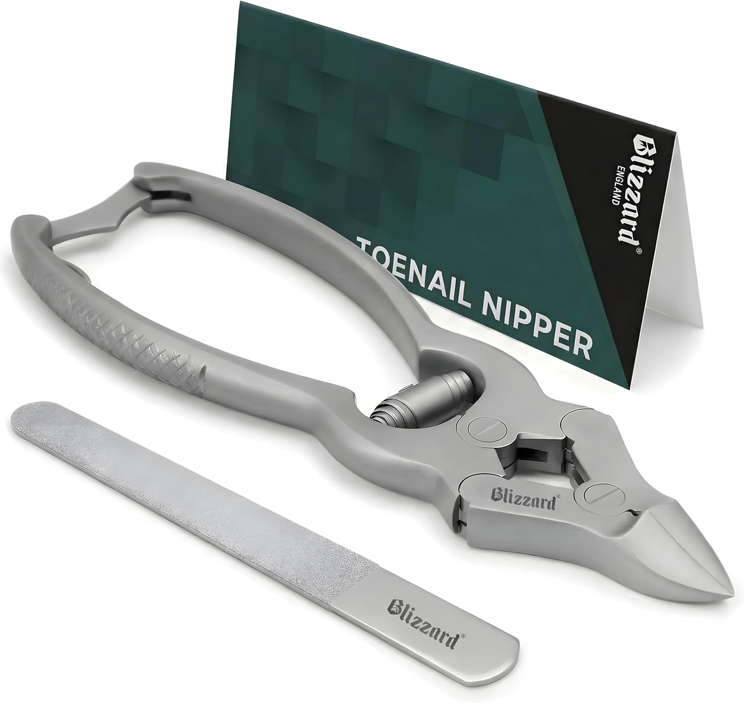 Toenail Clippers by Blizzard – Medical Grade Double Action Toe Nail Nipper Cutter for Thick Nails Seniors – 6 inch German Tool Barrel Spring