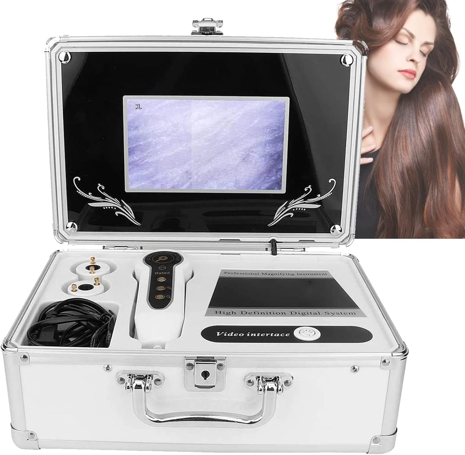 Skin Diagnosis Hair Analyzer, 7 Inch Skin Diagnosis Scanner 50X/200X Magnifying Hair Analyzer Analysis Scanner Skin Health Detection for Analysis Skin Health Detection