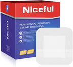 Niceful 50 Count Adhesive Gauze Island Dressing 4" x 4", Water-Resistant Wound Dressing Bandages, Sterile & Absorbent Medical Grade Dressing Pads First Aid Pads FSA Eligible