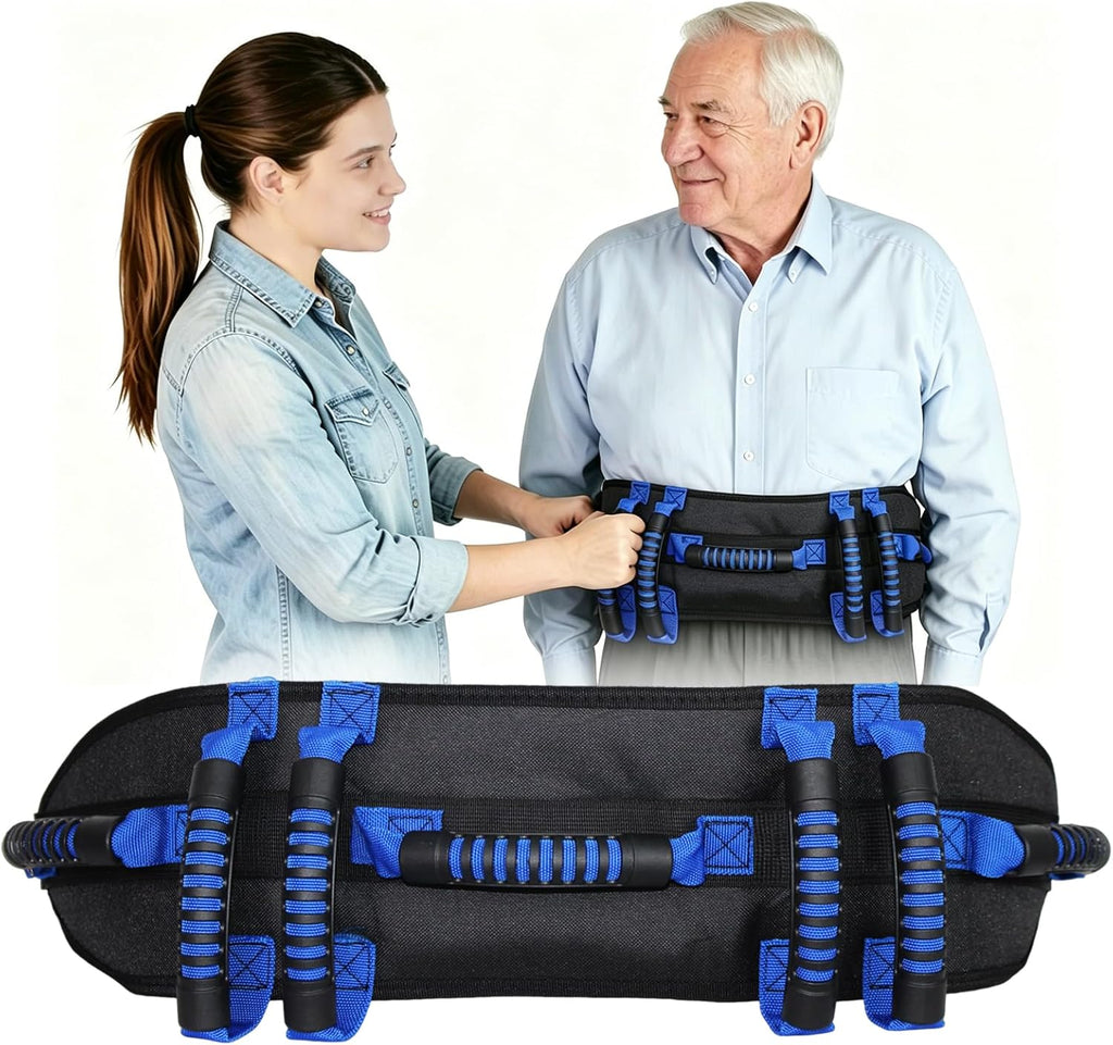 Gait Belt with 7 Handles for Seniors & Caregivers - 5” Wide Transfer Belt for Elderly, Bariatric & Disabled | Adjustable 30-50 Inch, Quick-Release Buckle | Heavy Duty Support for Home Care by WSDKNS
