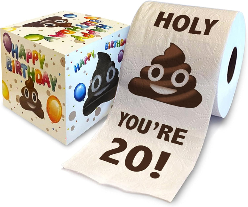 Printed TP Holy You're 20 Birthday Toilet Paper Gag Gift - 20th Bday Party Funny Birthday Gift Joke Toilet Paper Prank, Novelty Unique Birthday Presents for Men, Women, Family, Friends - 500 Sheets
