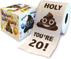 Printed TP Holy You're 20 Birthday Toilet Paper Gag Gift - 20th Bday Party Funny Birthday Gift Joke Toilet Paper Prank, Novelty Unique Birthday Presents for Men, Women, Family, Friends - 500 Sheets