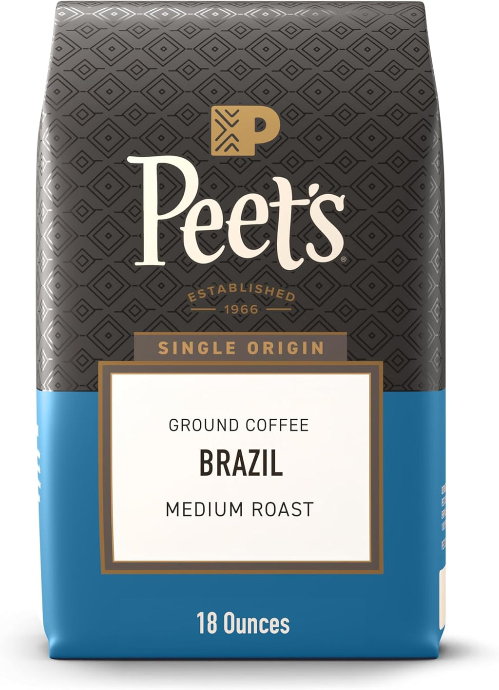Peet's Coffee, Medium Roast Ground Coffee, 100% Arabica Coffee - Single Origin Brazil 18 Ounce Bag