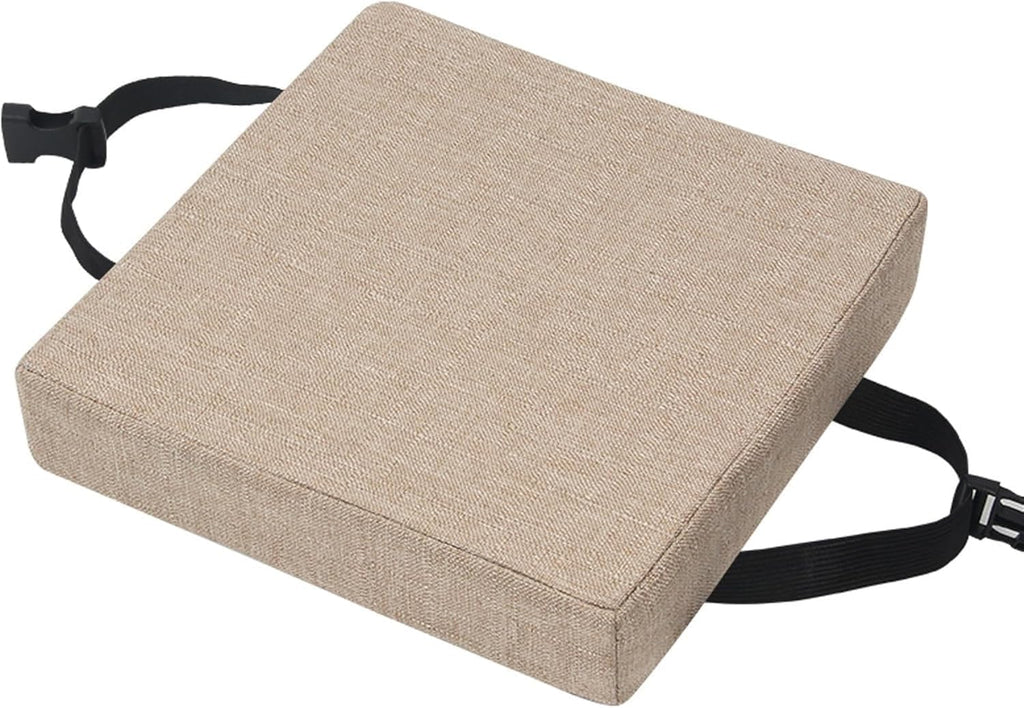Square Chair Cushion Non-Slip, Bar Stool with Ties ，Cotton Linen Fabric, High-Density Foam Fill, Machine Washable, Indoor/Outdoor Use(Oatmeal,10x10x2 in)