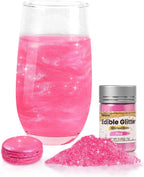 Dazzjoy Pink Edible Glitter for Drinks, 7g, Shimmer Dusting Powder for Cake Decorating, Cocktail, Cupcake, Cookies, Valentines Wedding Holiday Party Supplies