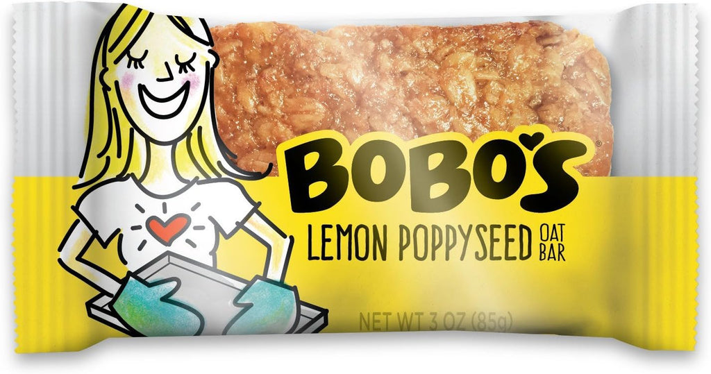 Bobo's Oat Bars All Natural, Non GMO, Lemon Poppyseed, 3 oz Bars (6 Pack)
