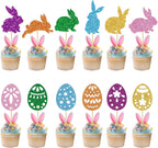24 Pack Easter Cupcake Toppers Bunny Cupcake Picks Festive Party Decoration for Spring Baked Goods Perfect for Easter Celebrations(Bunny & Eggs Design)