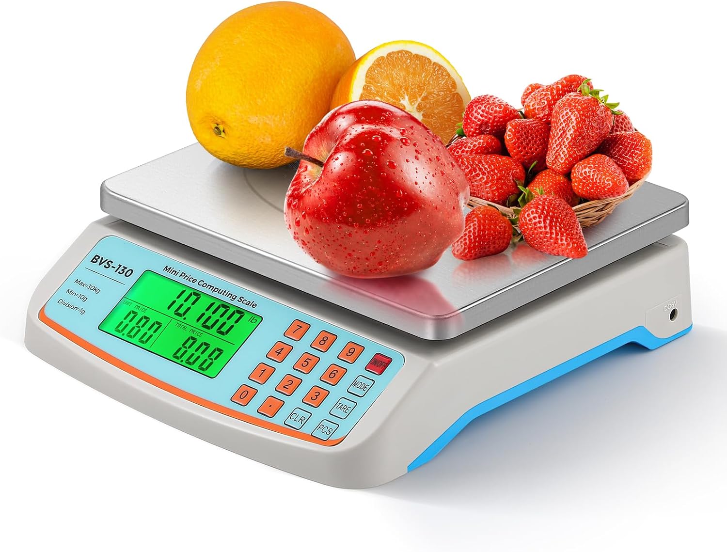 Bonvoisin Commercial Food Scale 66lb/ 30kg with Stainless Steel Platter Price Computing Scale with kg/lb/oz Conversion, Deli Produce Scale for Kitchen, Market with 1g Division