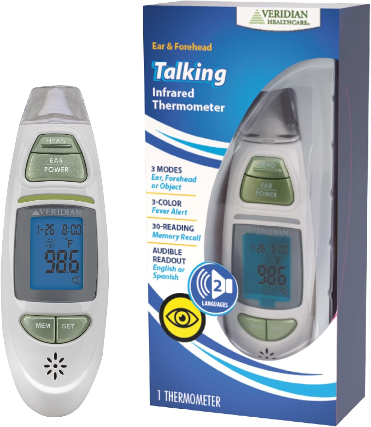 Veridian Talking Ear & Forehead Infrared Thermometer