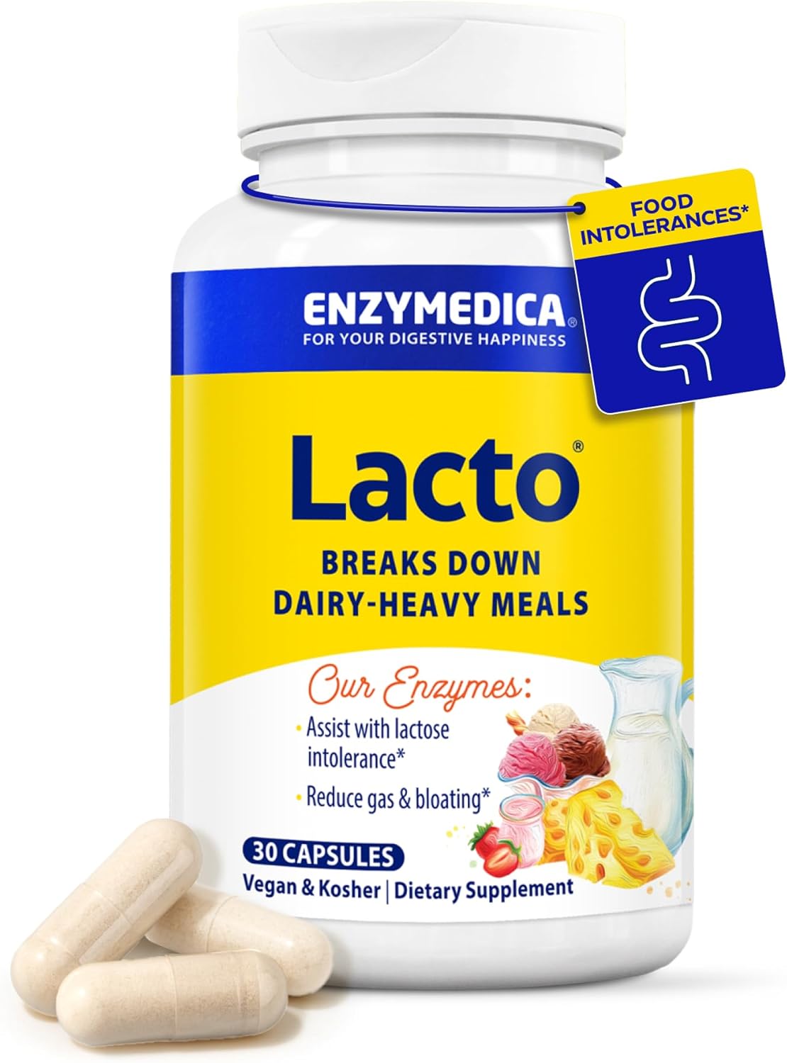 Enzymedica - Lacto, Most Advanced Dairy Digestive Enzyme Formula, 30 Capsules