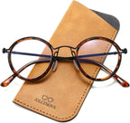JOLLYNOVA Retro Round Blue Light Blocking Reading Glasses for Women Men,Metal Anti UV Readers (Leopard & Single Vision, 2, x)