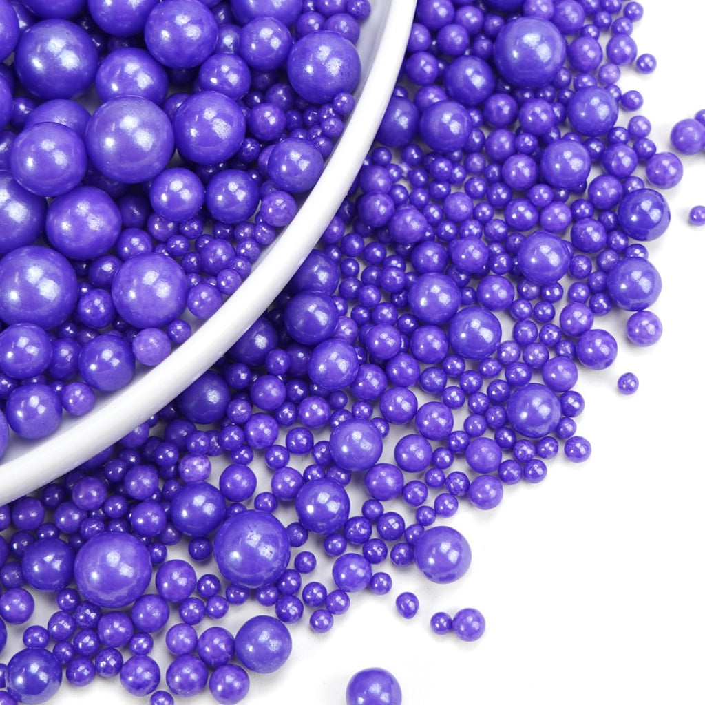 Dazzjoy Edible Pearl Purple Sugar Sprinkles, 130g/4.58oz, Purple Ball Pearls Sprinkles for Cake Decorating, Cupcake Toppers, Baking Cake Decoration, Easter Wedding Party Holiday Supplies