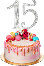 2 Pcs Number 15 Cake Topper Crystal Happy 15 Fifteen Years Old Birthday Cake Pick Sweet Fabulous Decoration Quinceanera Centerpiece Anniversary Celebrating Theme Party Supplies