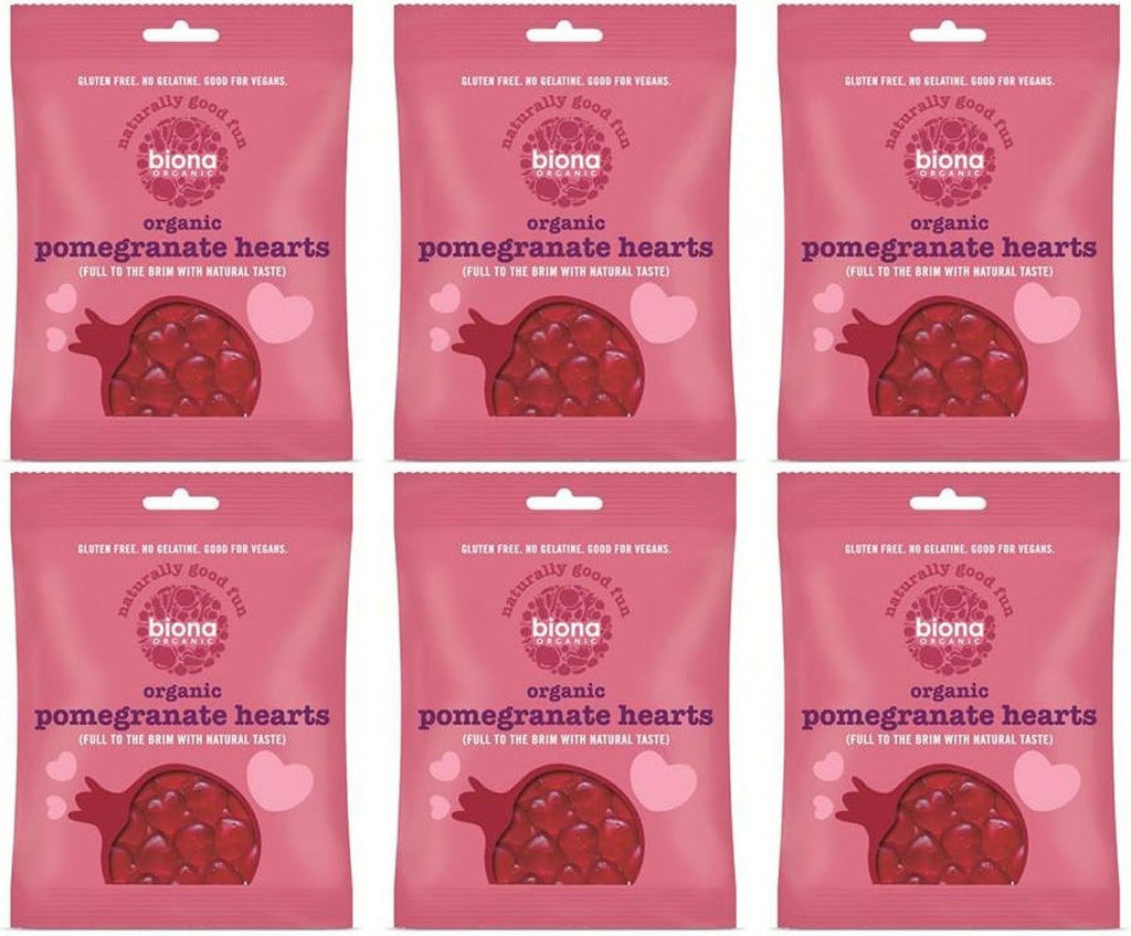 Biona Organic Vegan Pomegranate Hearts 75g-10 Pack