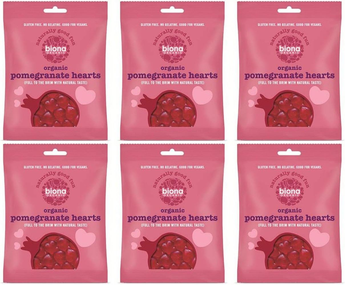 Biona Organic Vegan Pomegranate Hearts 75g-10 Pack